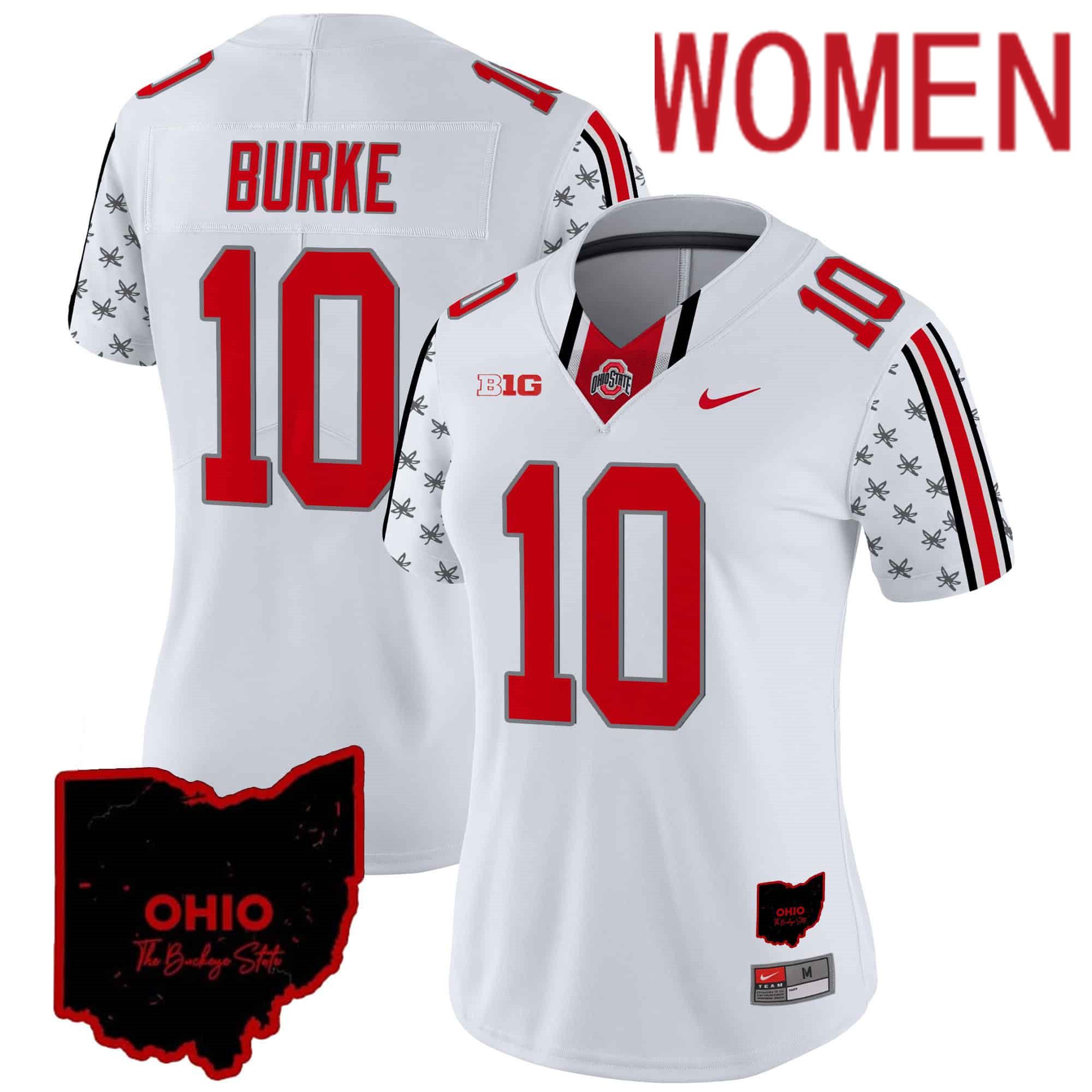 Women Ohio State Buckeyes 10 Burke White 2024 Nike Home Patch Vapor Limited NCAA Jersey